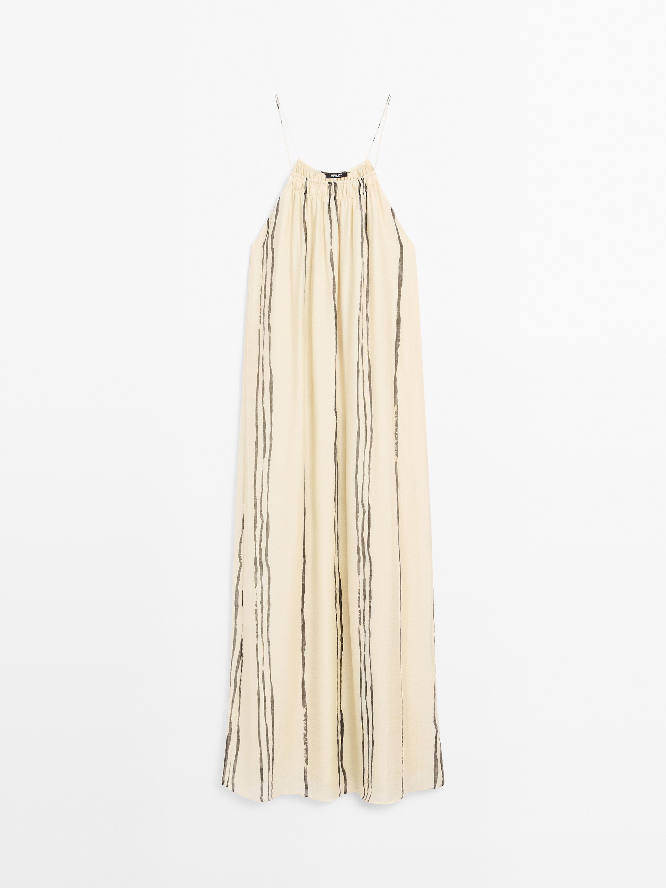 Robe midi fluide imprimé à rayures